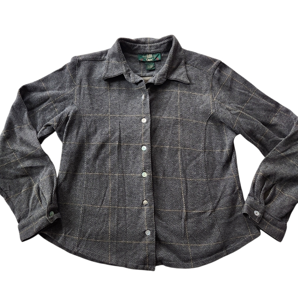 Vintage Orvis Herringbone Button Down Shirt Schacket Sz L